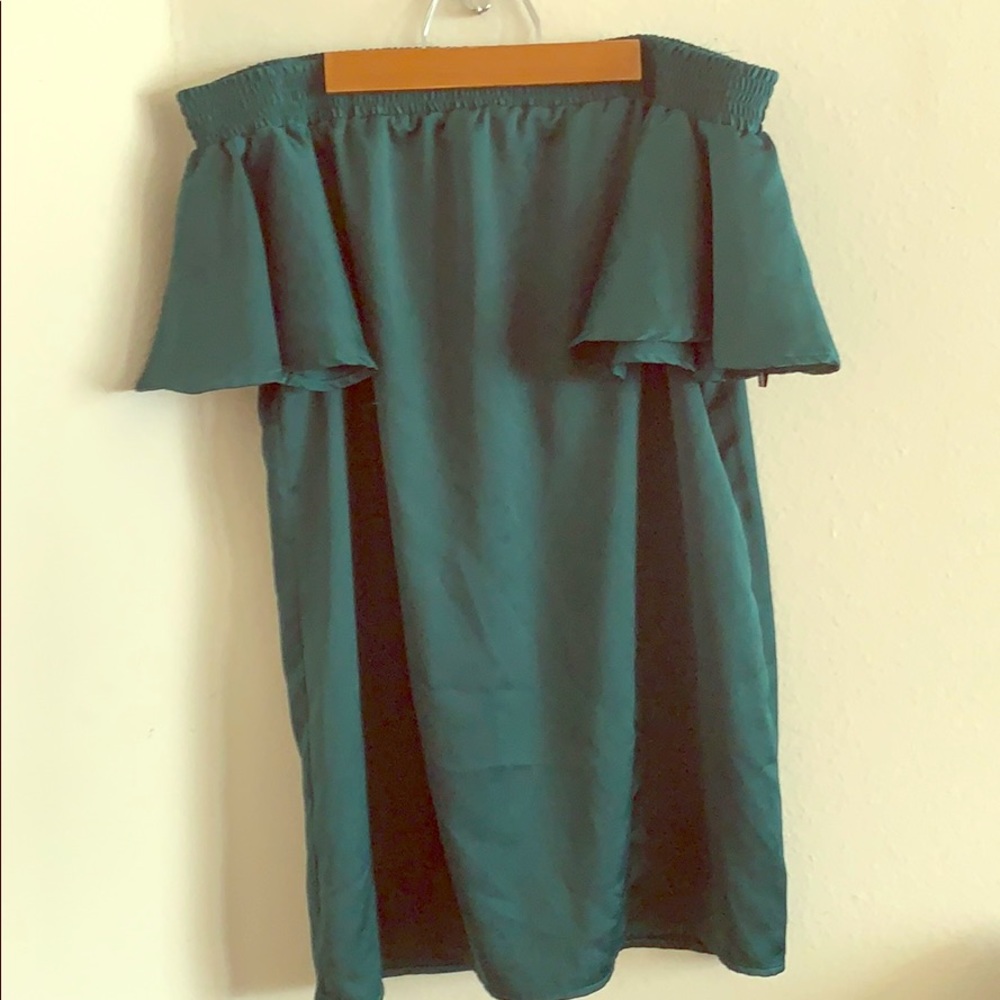 Off Shoulder Emerald Tunic Mini Dress